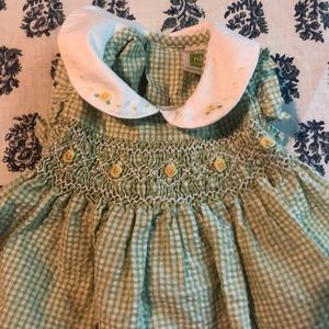 Adorable smoked newborn dress rosebuds gingham